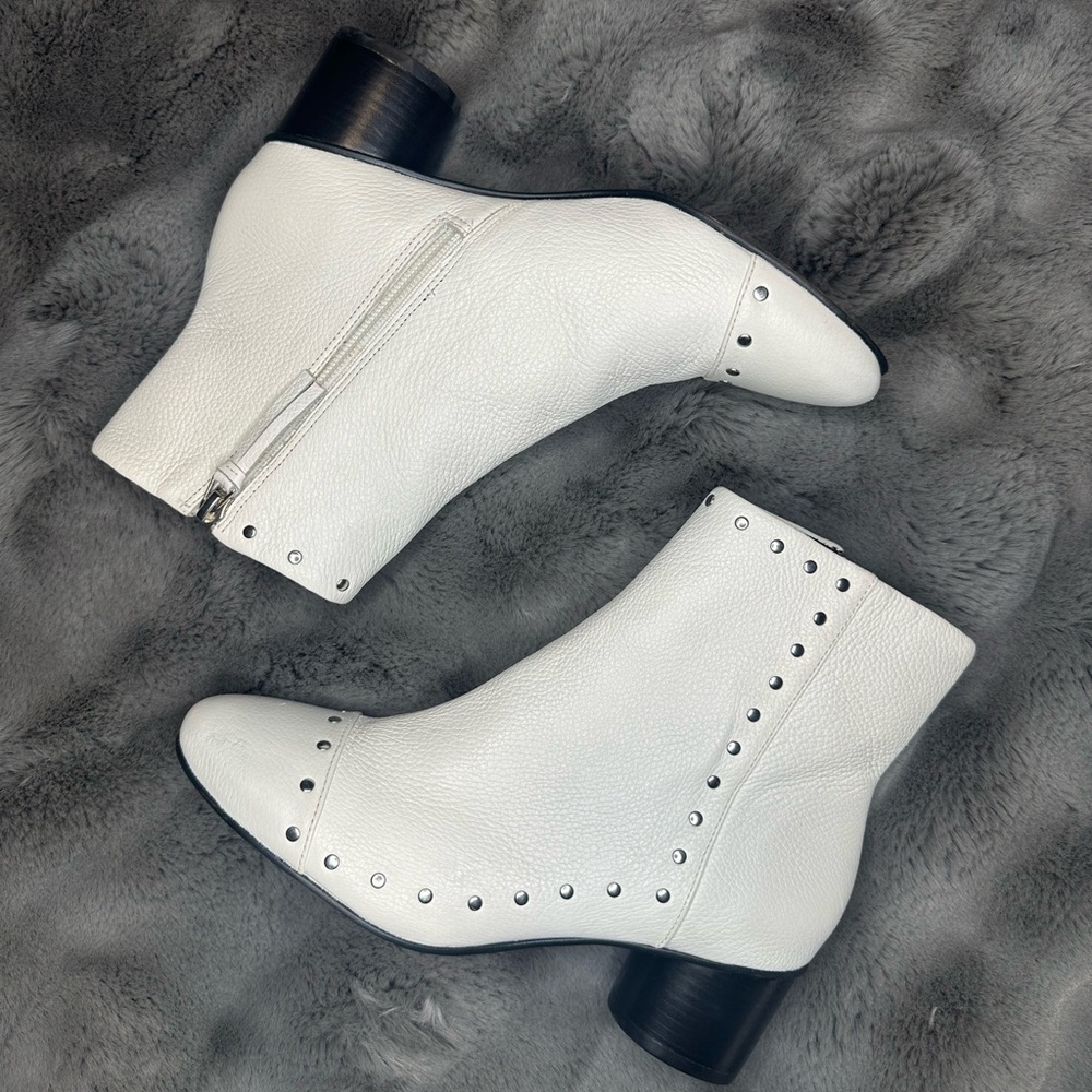 Rebecca Minkoff White Isley Leather Stud Booties